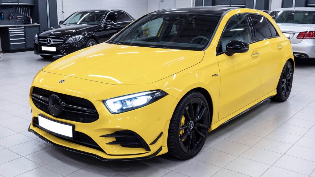 Mercedes-AMG A 35 4MATIC W177 в специализированном техцентре перед проведением планового ТО‑B, пробег 56 497 км.